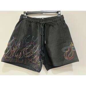 NWT Official NBA Unisex Miami heat Mash up flame Embroidered fleece Shorts Small